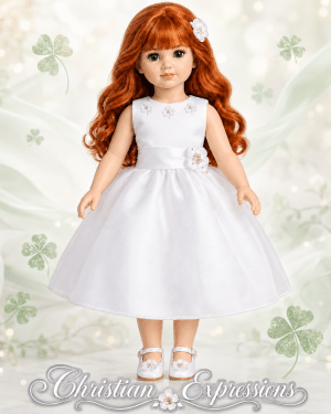 First Communion Doll Dress with Irish Shamrocks