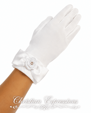Satin Communion Gloves Satin Bow
