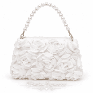 First Communion Purse with 3D Silk Flowers