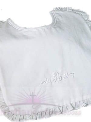 Cotton Embroidered Christening Bib with Ruffles