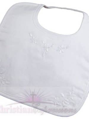Hand Embroidered Girls Cotton Christening Bib