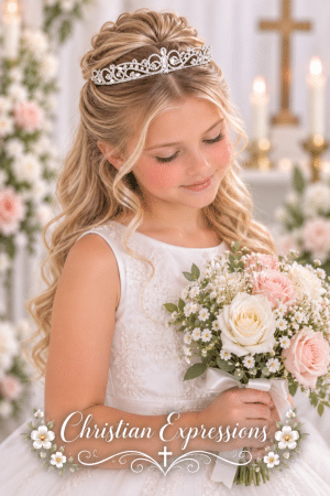 First Communion Rhinestone and Crystal Tiara with Swirl Design