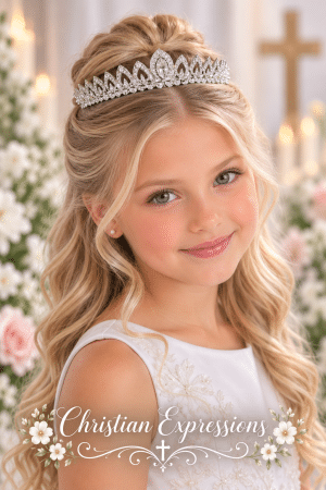 First Communion Rhinestone Tiara with Crystal Center