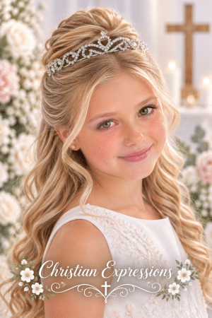 Petite First Communion Rhinestone Tiara with Swirls