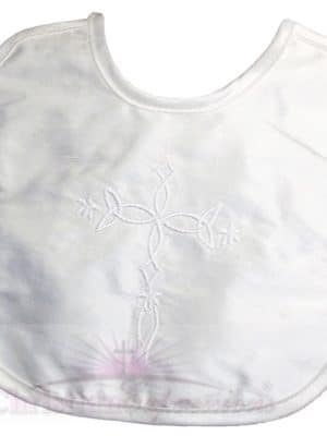 Boys Silk Dupioni Christening Bib with Embroidered Cross