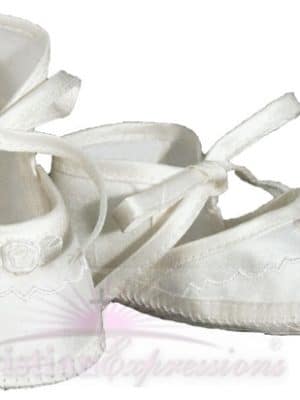 Girls Silk Dupioni Christening Shoes