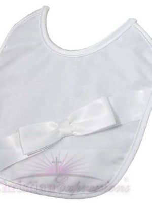 Girls Organza Christening Bib with Satin Bow