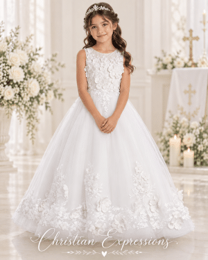 Floral First Communion Gown with Train