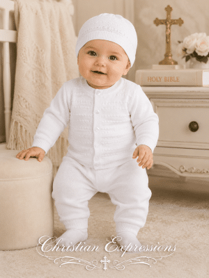 Boys Cotton Long Sleeve Christening Cardigan Set
