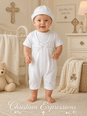 Boys Nautical Gabardine Irish Christening Outfit with Shamrocks
