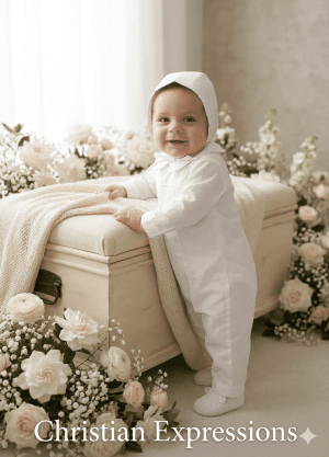 Boys Long Sleeve Pintucked One Piece Christening Coverall
