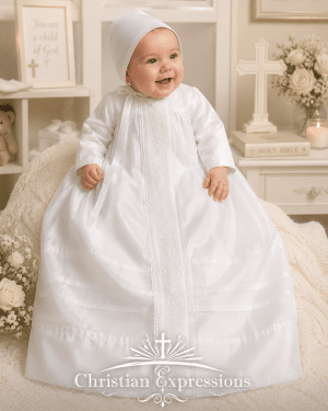 Cotton Sateen Bishop’s Baptism Gown for Boy or Girl