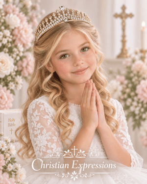 Girls Gold Sparkling Diamond First Communion Crown Tiara