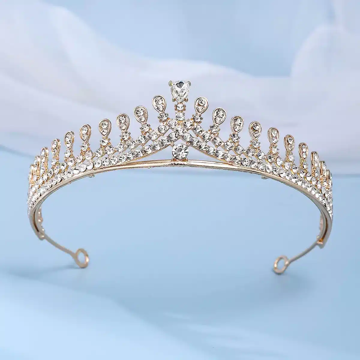Sparkling Gold Rhinestones First Communion Crown Tiara 2 Sparkling Gold Rhinestones First Communion Crown Tiara - Image 2