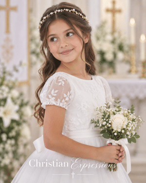 Delicate Gold First Communion Headband with Vine Motif