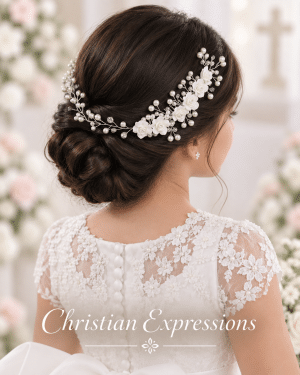 Handmade First Communion Resin Floral Hair Wreath 
