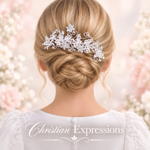 First Communion Flowers & Butterfly Crystal Rhinestone Tiara