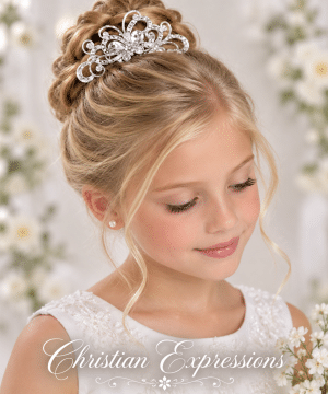 First Communion Butterfly Rhinestone Crystal & Pearl Tiara