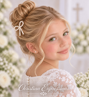 First Communion Pearl Bow Hair Clip Barrette