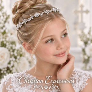 First Communion Rhinestone Flower Tiara Hairband