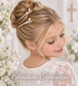 First Communion Butterfly and Bow Hair Clip
