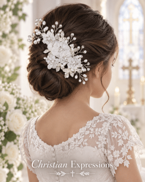 Organza Flower Pearls First Communion Hair Clip