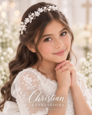 Floral and Pearls First Communion Headband