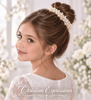 First Communion Pearl Hair Bun Wrap
