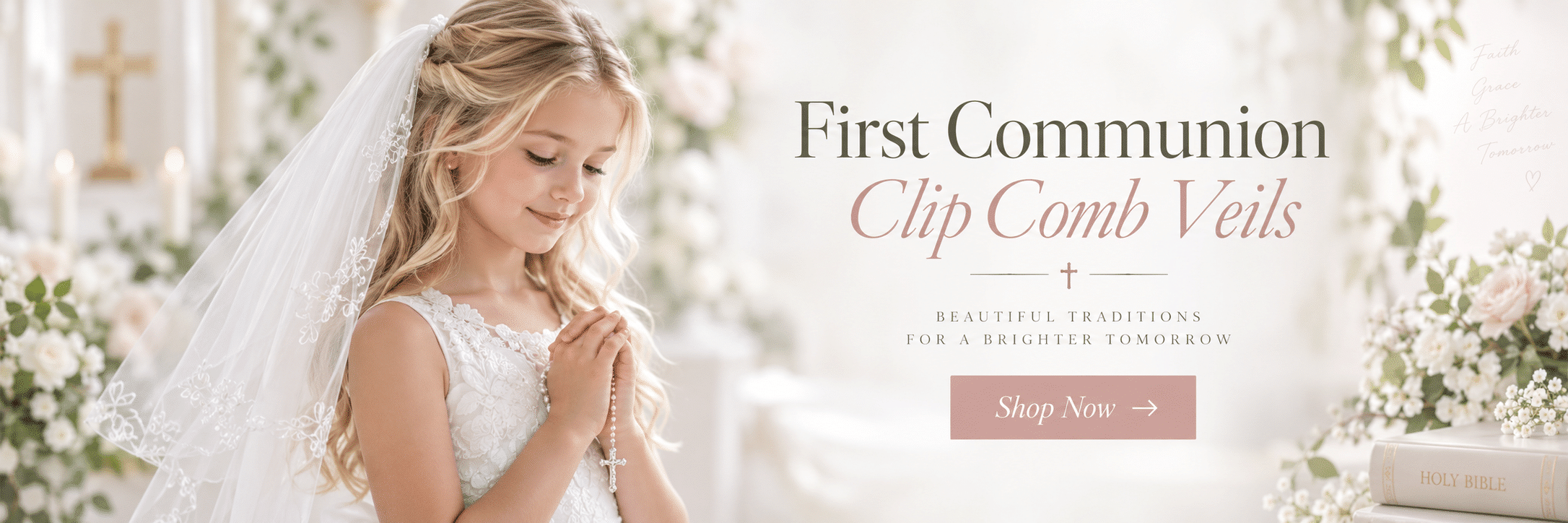 First CommuniOn Clip or Comb Veils