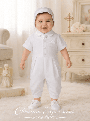 Boys Gabardine Christening Coverall