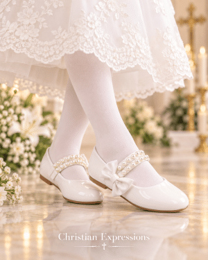 Girls Communion Shoes Double Pearl Flats