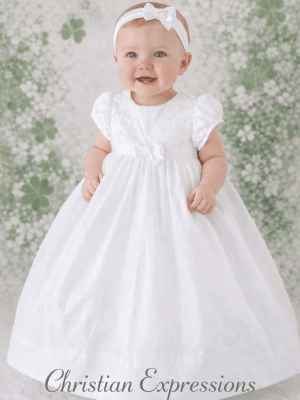 Irish Shamrock Cotton Christening Gown for Girls