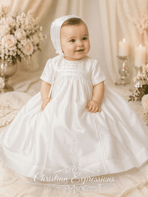 Unisex Dupioni Silk Heirloom Baptism Gown