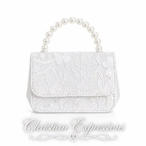 Girls First Communion Lace & Sequin Purse with Pearl Clutch