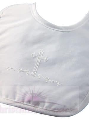 Boys Polycotton Large Christening Bib with Cross