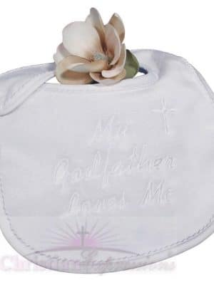 Terry Velour “My Godfather Loves Me” Christening Bib