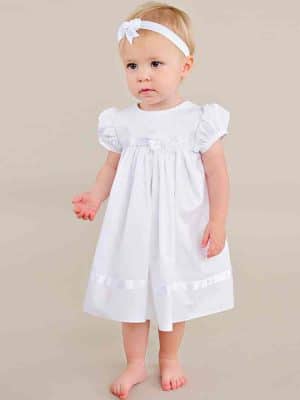 Girls Cotton Christening Dress with Headband