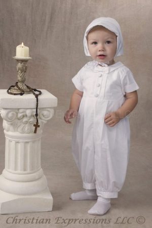 Boys One Piece Cotton Christening Romper