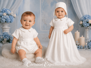 Boys Shantung Christening Romper Set with Detachable Gown