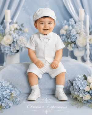 Boys Baptism Rayon Linen Vest & Short Set