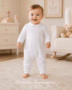 Boys One Piece Cotton Christening Coverall