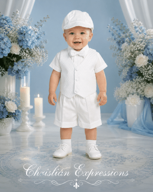 Boys Cotton Basketweave Vest Christening Outfit