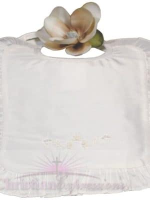 Girls Silk Dupioni Christening bib with ruffles