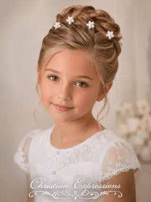 First Communion Pearl Flower Hairpins Set of 4