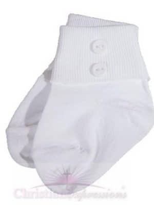 Boys White Christening Socks with Buttons