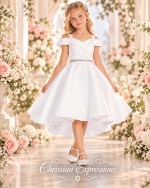 First Communion Dress High Low Length Off Shoulder