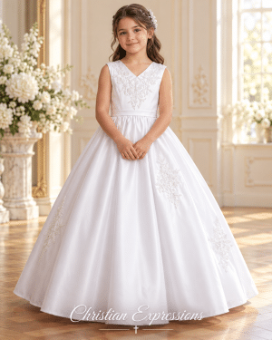 Satin with Beading First Communion Dress