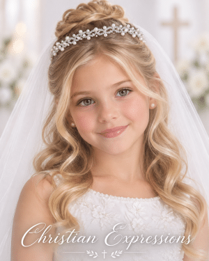 Dainty First Communion Tiara with Double Row of Pearls