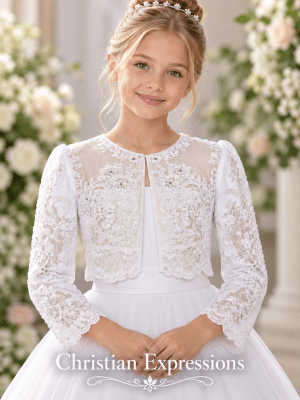 First Communion Organza Cape with Intricate Lace