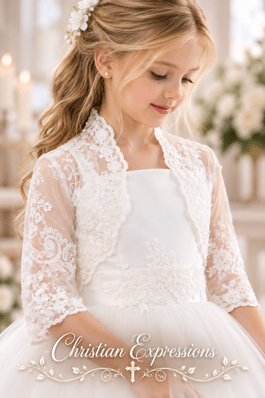 Girls First Communion Lace Bolero Jacket